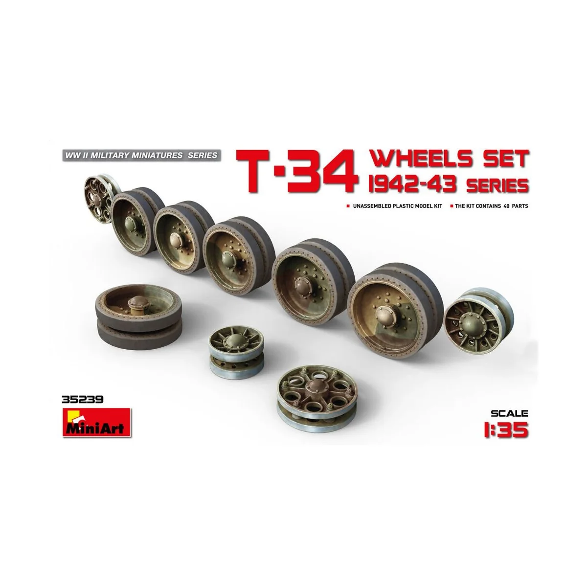T-34 Wheels Set. 1942-43 Series, 1/35 - MiniArt 35239 T-34 Wheels Set. 1942-43 Series, 1/35 - MiniArt 35239