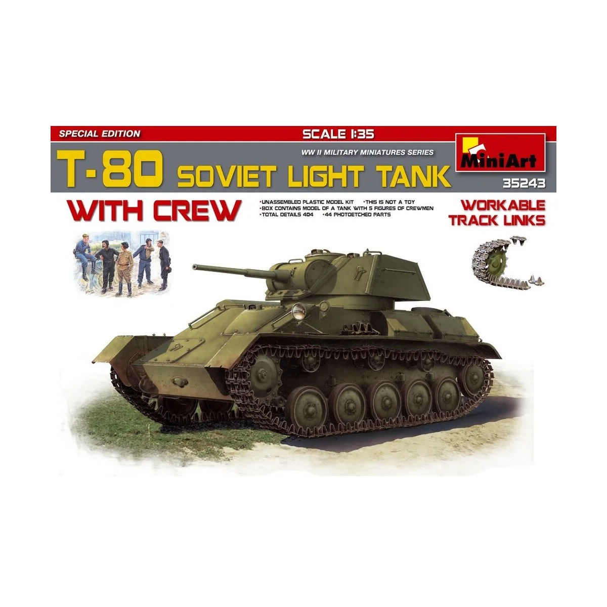 T-80 Soviet Light Tank w/Crew.Special Edition, 1/35 - MiniArt 35243