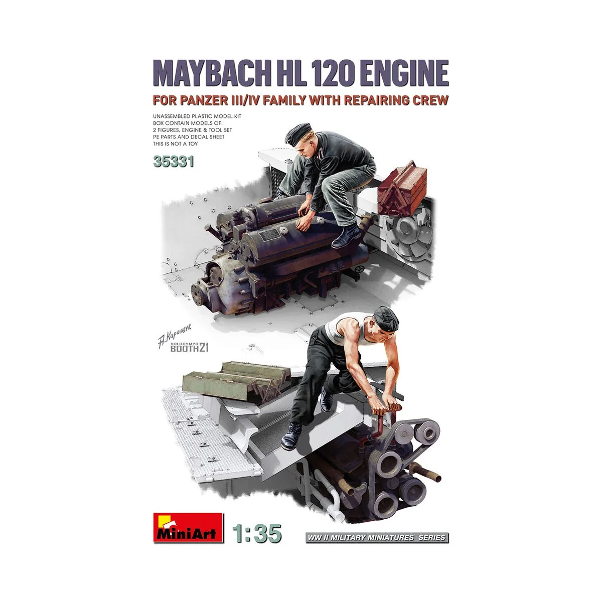 Maybach HL 120 Engine for Panzer III/IV Family w/Repair Crew, 1/35 ...