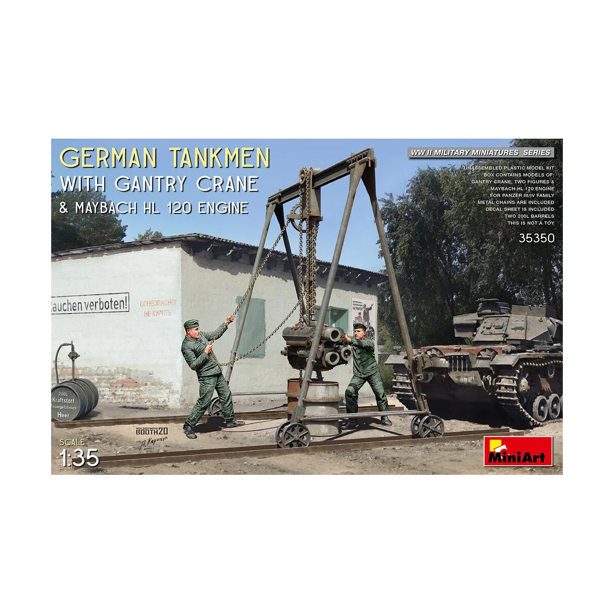 German Tankmen with Gantry Crane & Maybach HL 120 Engine, 1/35 - Mi... German Tankmen with Gantry Crane & Maybach HL 120 Engine, 1/35 - Mi...