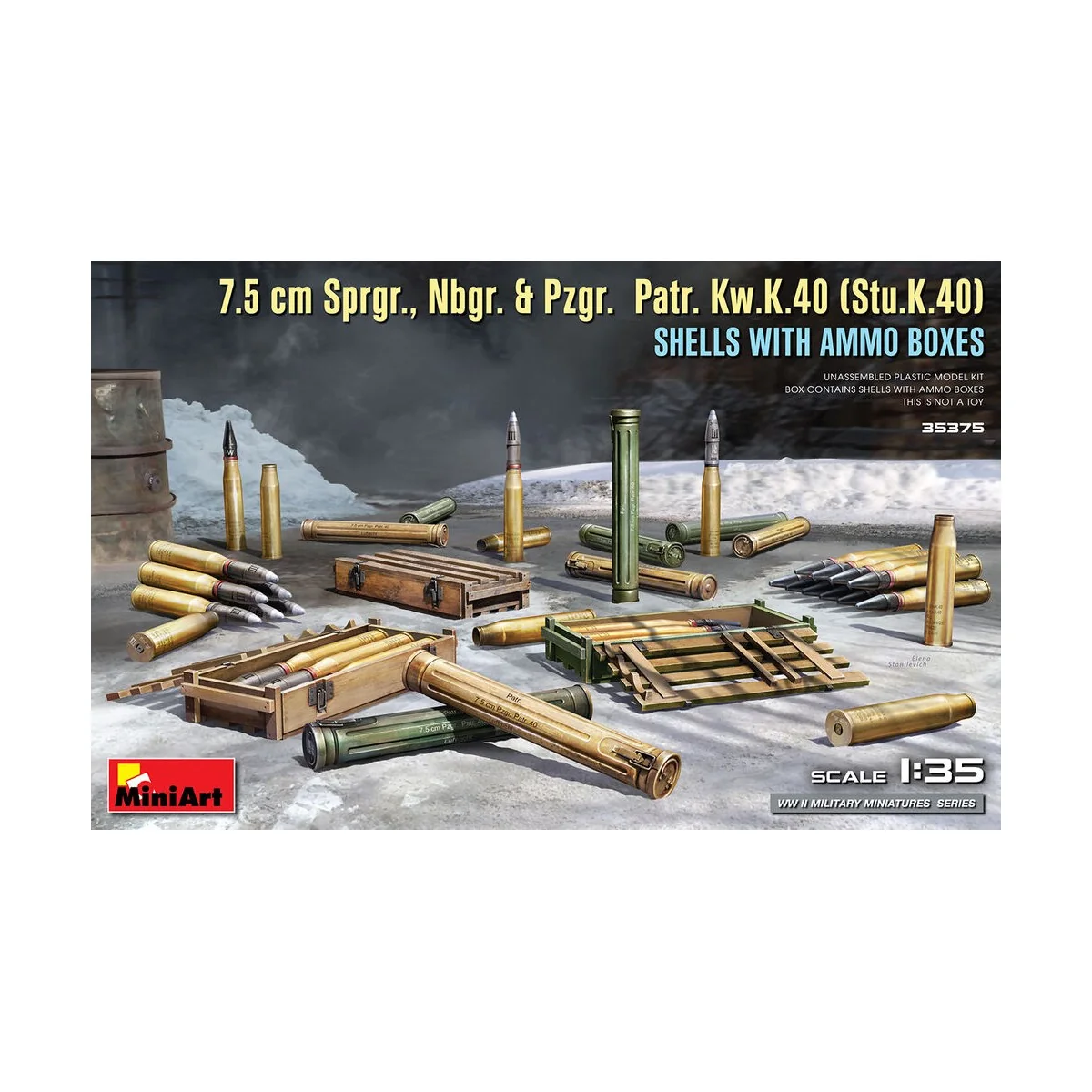 7.5 cm Sprgr., Nbgr. & Pzgr. Patr. Kw.K.40 (Stu.K.40) Shells with A...