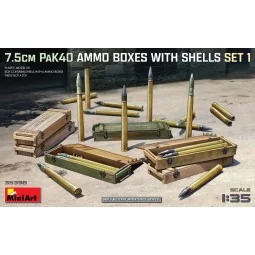 7.5cm PaK40 Ammo Boxes w/Shells Set 1, 1/35 - MiniArt 35398