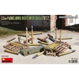 7.5cm PaK40 Ammo Boxes w/Shells Set 2, 1/35 - MiniArt 35402