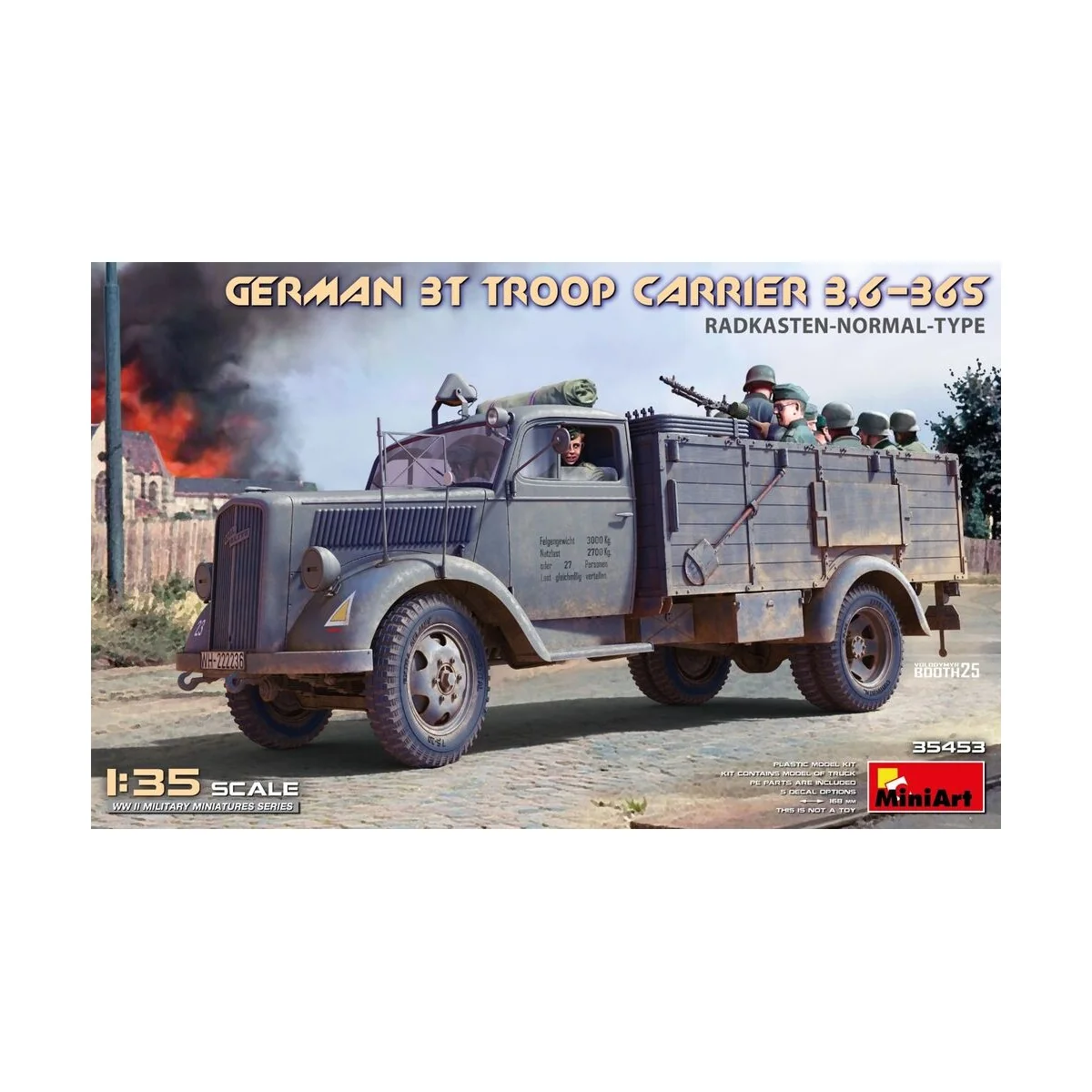 German 3t Troop Carrier 3, 6-36S Radkasten-Normal-Type, 1/35 - Mini... German 3t Troop Carrier 3, 6-36S Radkasten-Normal-Type, 1/35 - Mini...