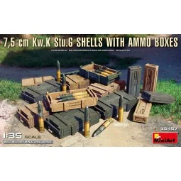 7, 5 cm Kw.K Stu.G Shells with Ammo Boxes, 1/35 - MiniArt 35457