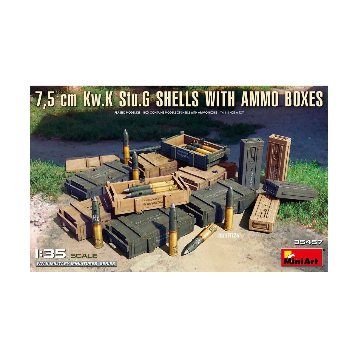 7, 5 cm Kw.K Stu.G Shells with Ammo Boxes, 1/35 - MiniArt 35457 7, 5 cm Kw.K Stu.G Shells with Ammo Boxes, 1/35 - MiniArt 35457