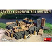 7, 5 cm Kw.K Stu.G Shells with Ammo Boxes, 1/35 - MiniArt 35457 7, 5 cm Kw.K Stu.G Shells with Ammo Boxes, 1/35 - MiniArt 35457