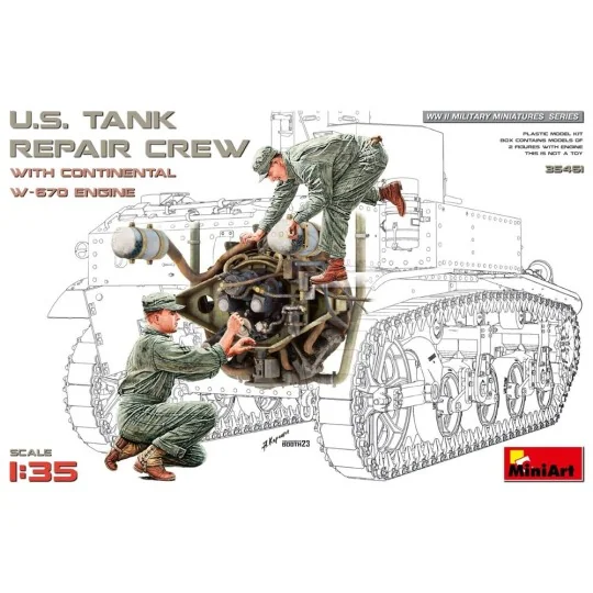 U.S. Tank Repair Crew w/Continental W-670 Engine, 1/35 - MiniArt 35461