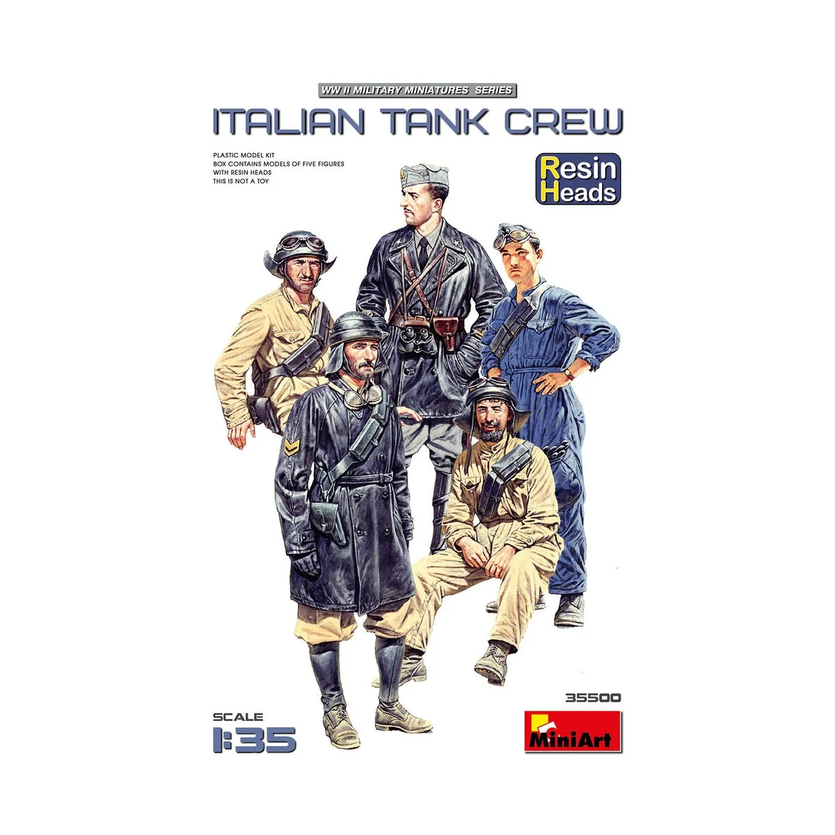 Italian Tank Crew. Resin Heads, 1/35 - MiniArt 35500 Italian Tank Crew. Resin Heads, 1/35 - MiniArt 35500