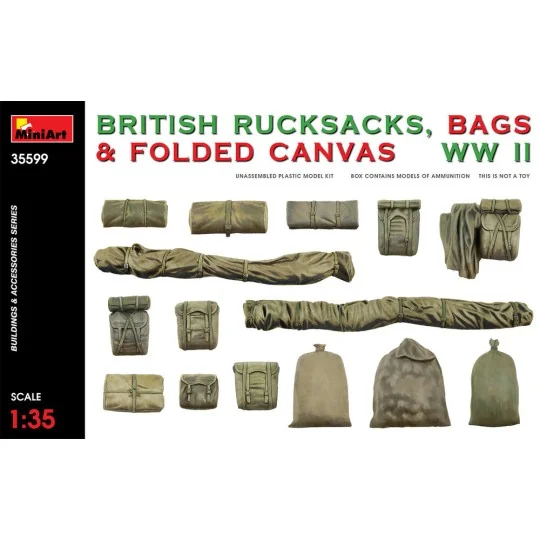 British Rucksacks, Bags & Folded Canvas WW2, 1/35 - MiniArt 35599