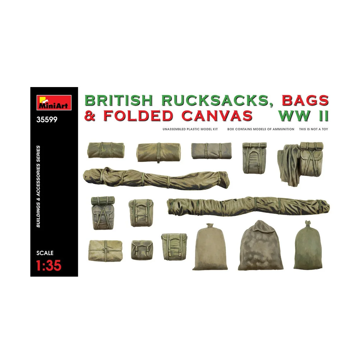 British Rucksacks, Bags & Folded Canvas WW2, 1/35 - MiniArt 35599
