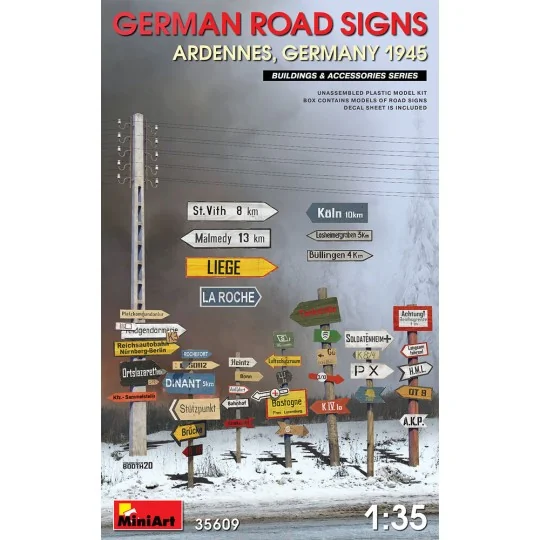 German Road Signs WW2 (Ardennes, Germany 1945), 1/35 - MiniArt 35609