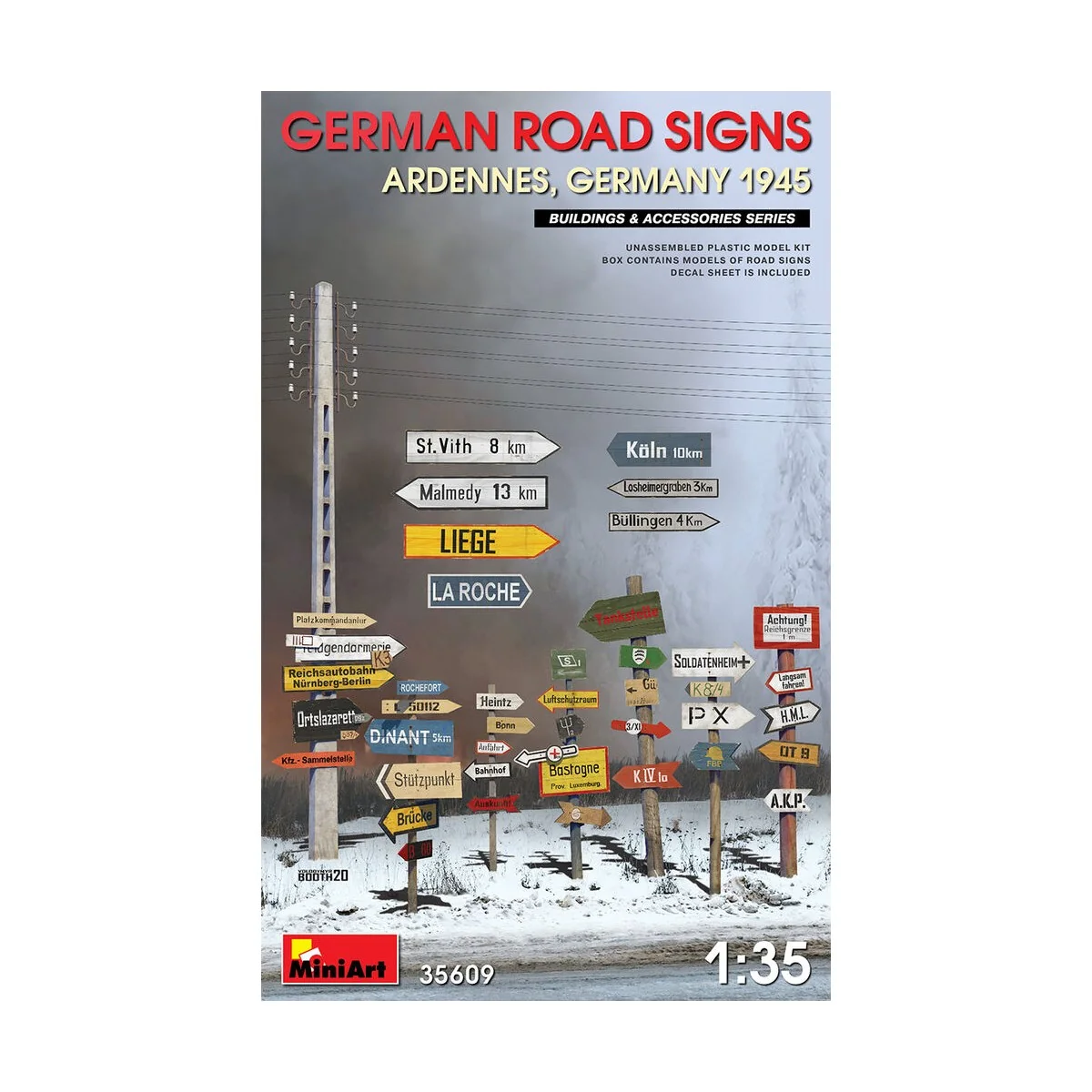 German Road Signs WW2 (Ardennes, Germany 1945), 1/35 - MiniArt 35609
