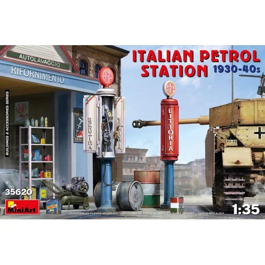 Italian Petrol Station 1930-40s, 1/35 - MiniArt 35620 Italian Petrol Station 1930-40s, 1/35 - MiniArt 35620