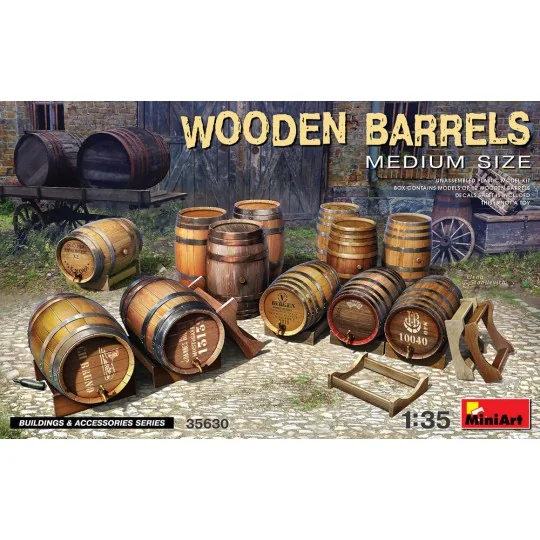Wooden Barrels. Medium Size, 1/35 - MiniArt 35630 Wooden Barrels. Medium Size, 1/35 - MiniArt 35630