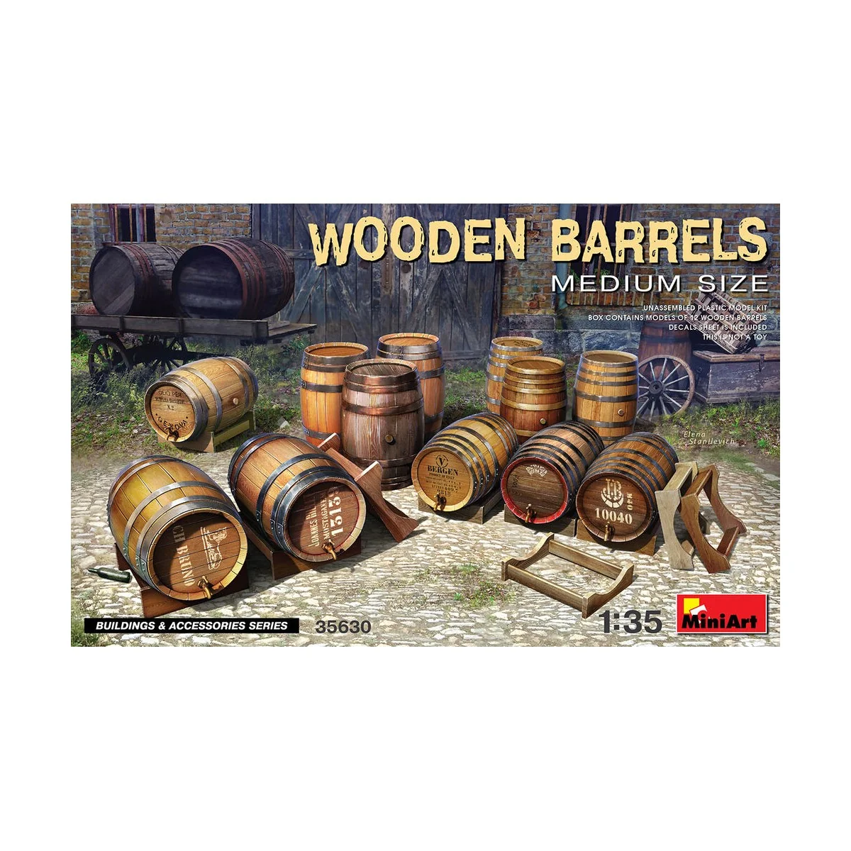 Wooden Barrels. Medium Size, 1/35 - MiniArt 35630 Wooden Barrels. Medium Size, 1/35 - MiniArt 35630