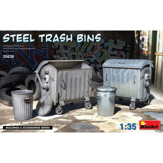 Steel Trash Bins, 1/35 - MiniArt 35636