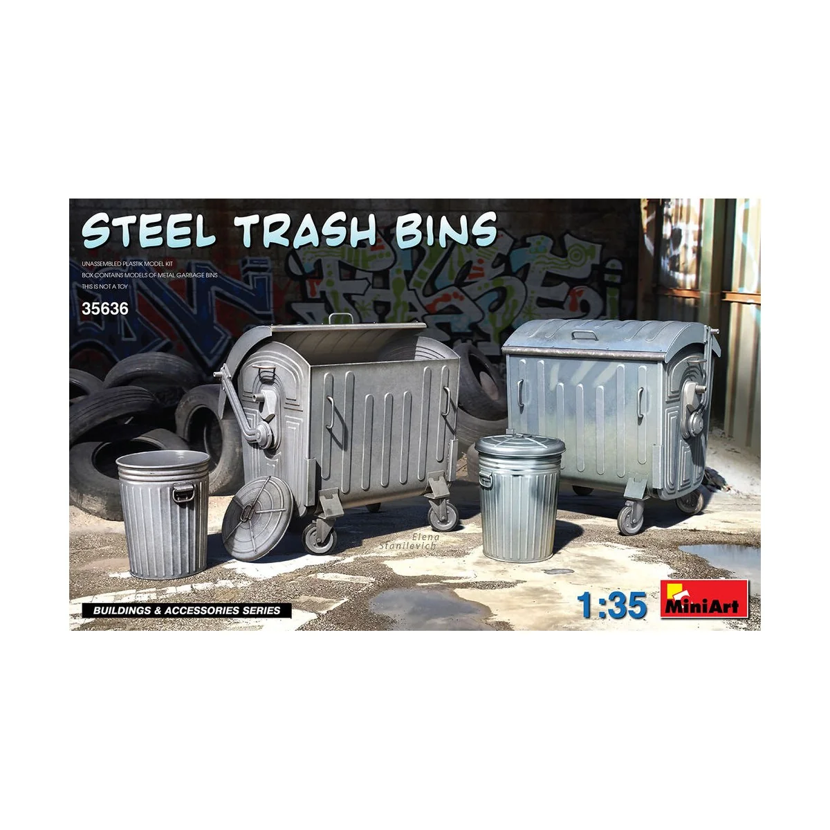 Steel Trash Bins, 1/35 - MiniArt 35636