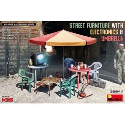 Street Furniture With Electronics & Umbrella, 1/35 - MiniArt 35647