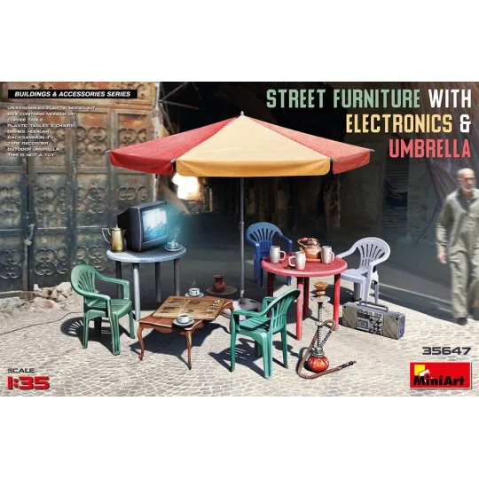 Street Furniture With Electronics & Umbrella, 1/35 - MiniArt 35647