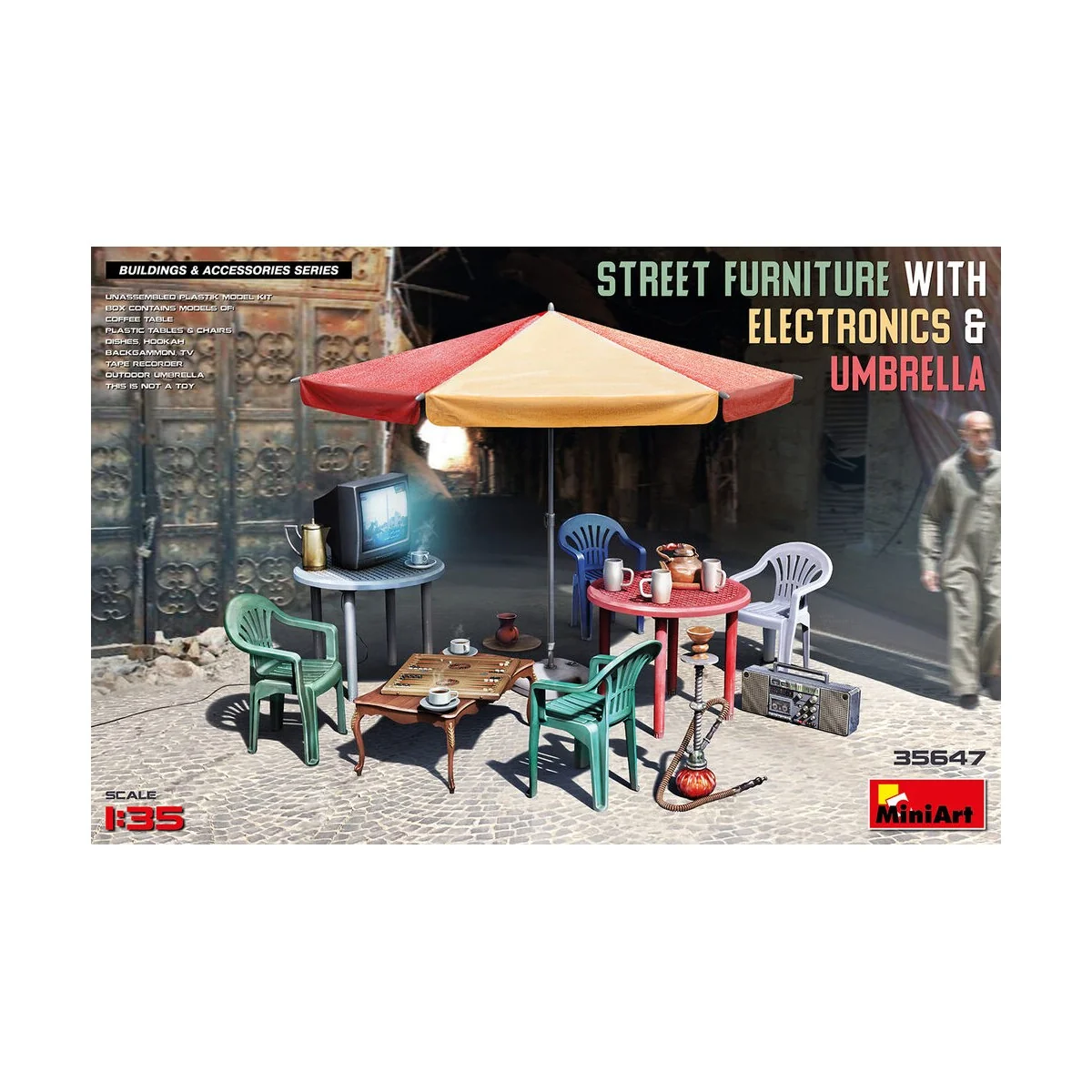 Street Furniture With Electronics & Umbrella, 1/35 - MiniArt 35647