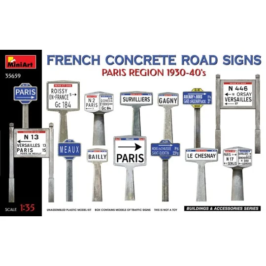 French Concrete Road Signs 1930-40's. Paris Region, 1/35 - MiniArt ...