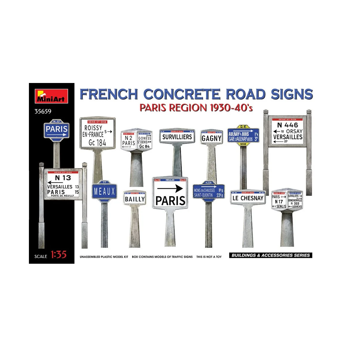 French Concrete Road Signs 1930-40's. Paris Region, 1/35 - MiniArt ...