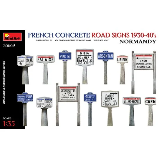 French Concrete Road Signs 1930-40's. Normandy, 1/35 - MiniArt 35669