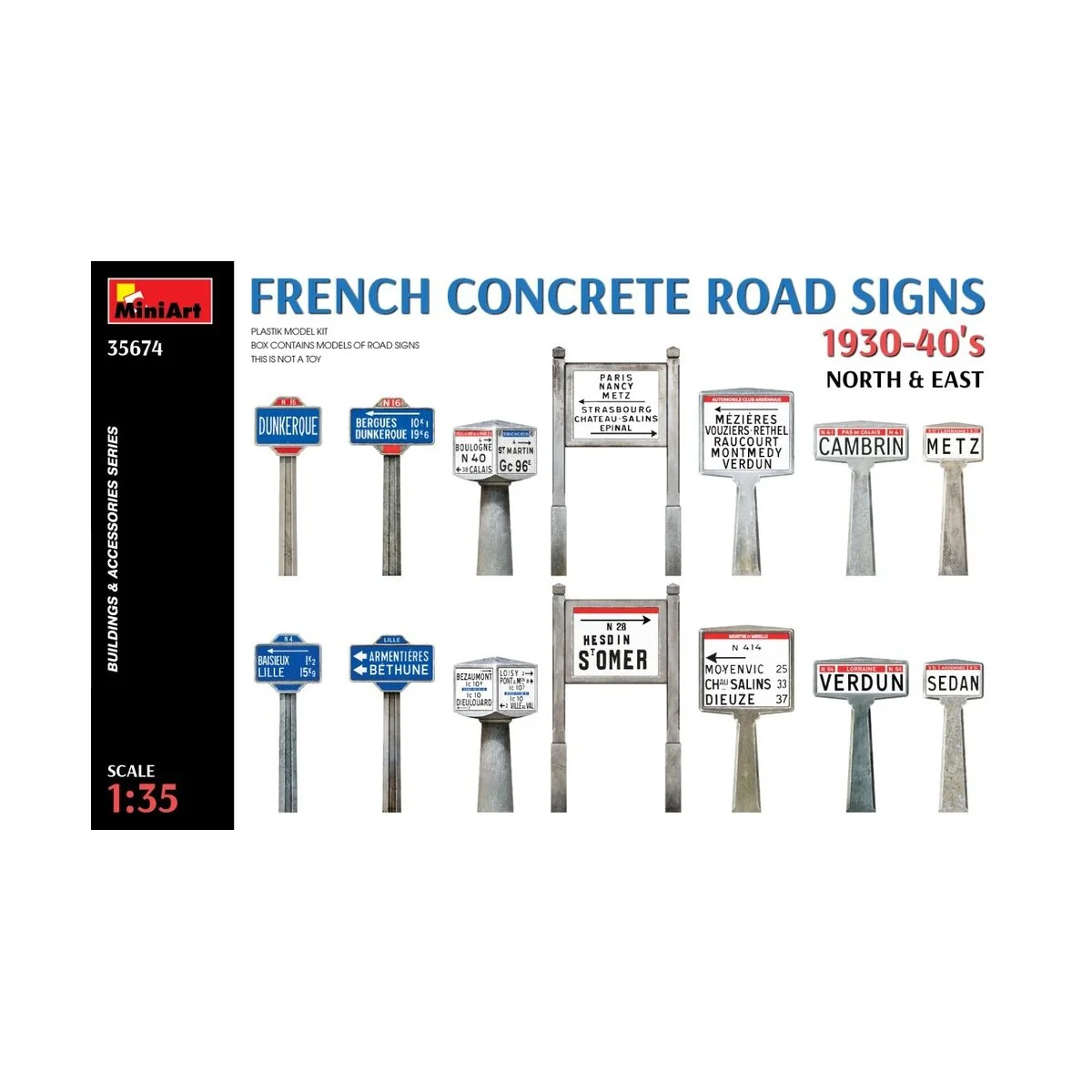 French Concrete Road Signs 1930-40's. North & East, 1/35 - MiniArt ...