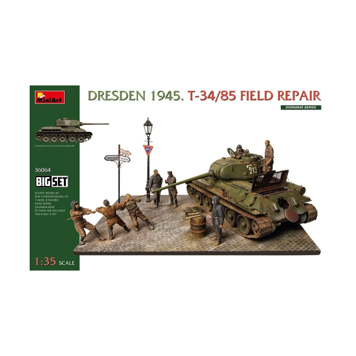 Dresden 1945. T-34/85 Field Repair. Big Set, 1/35 - MiniArt 36064