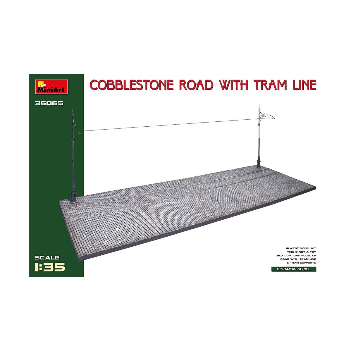 Cobblestone Road w/Tram Line (Injection Mold), 1/35 - MiniArt 36065 Cobblestone Road w/Tram Line (Injection Mold), 1/35 - MiniArt 36065
