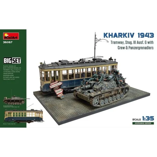 Kharkiv 1943: Tram & Stug. III Ausf. G w/Crew. Big Set, 1/35 - Mini...
