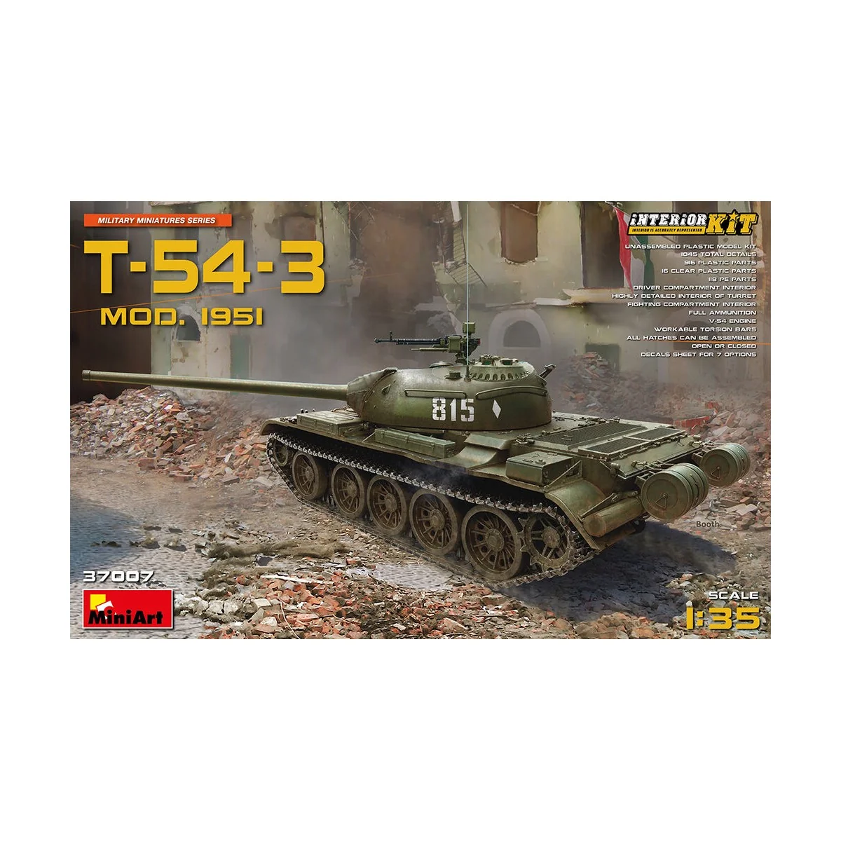 T-54-3 Mod. 1951 Interior Kit, 1/35 - MiniArt 37007