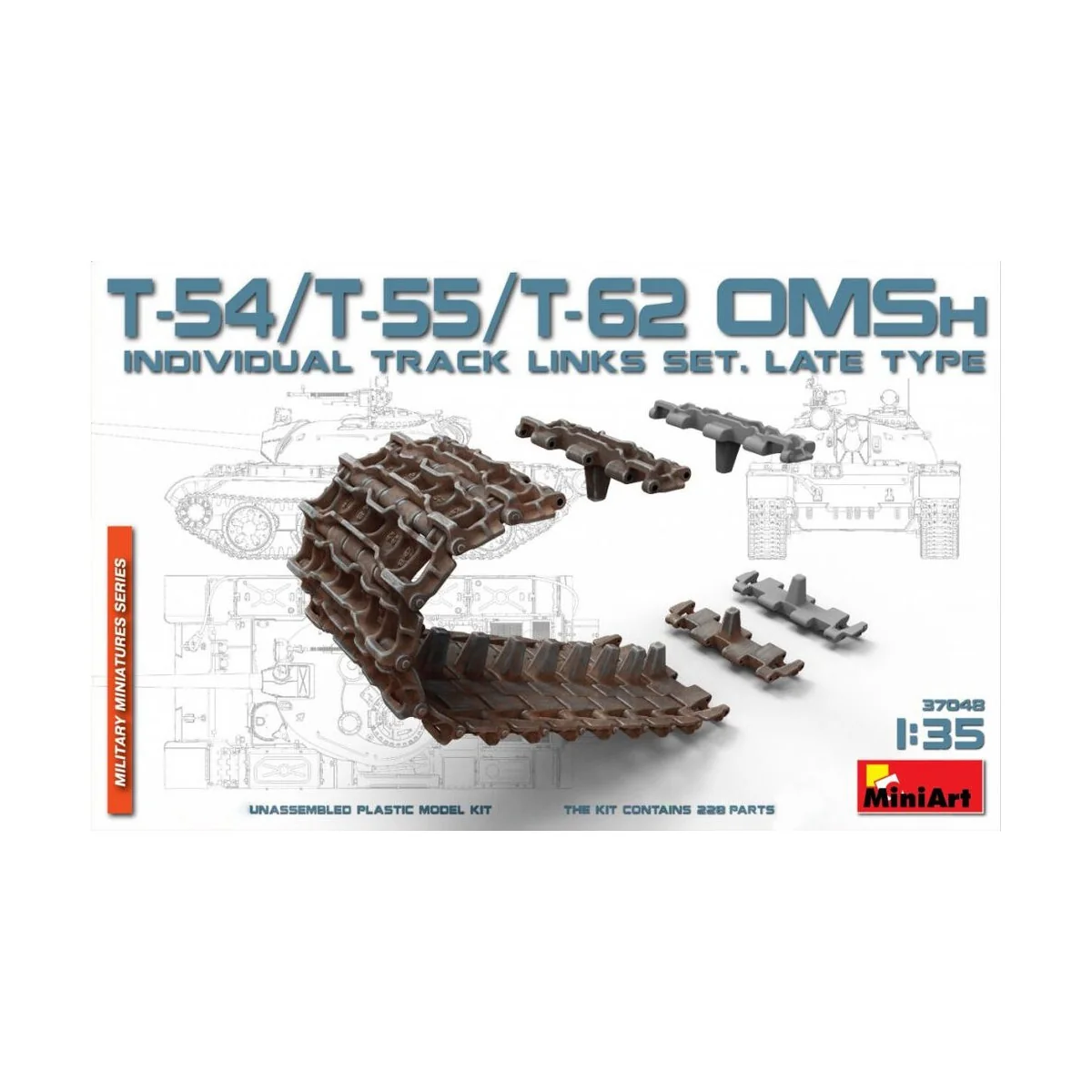 T-54/T-55/T-62 OMSh Ind.Track Links Set.LateType, 1/35 - MiniArt 37048 T-54/T-55/T-62 OMSh Ind.Track Links Set.LateType, 1/35 - MiniArt 37048
