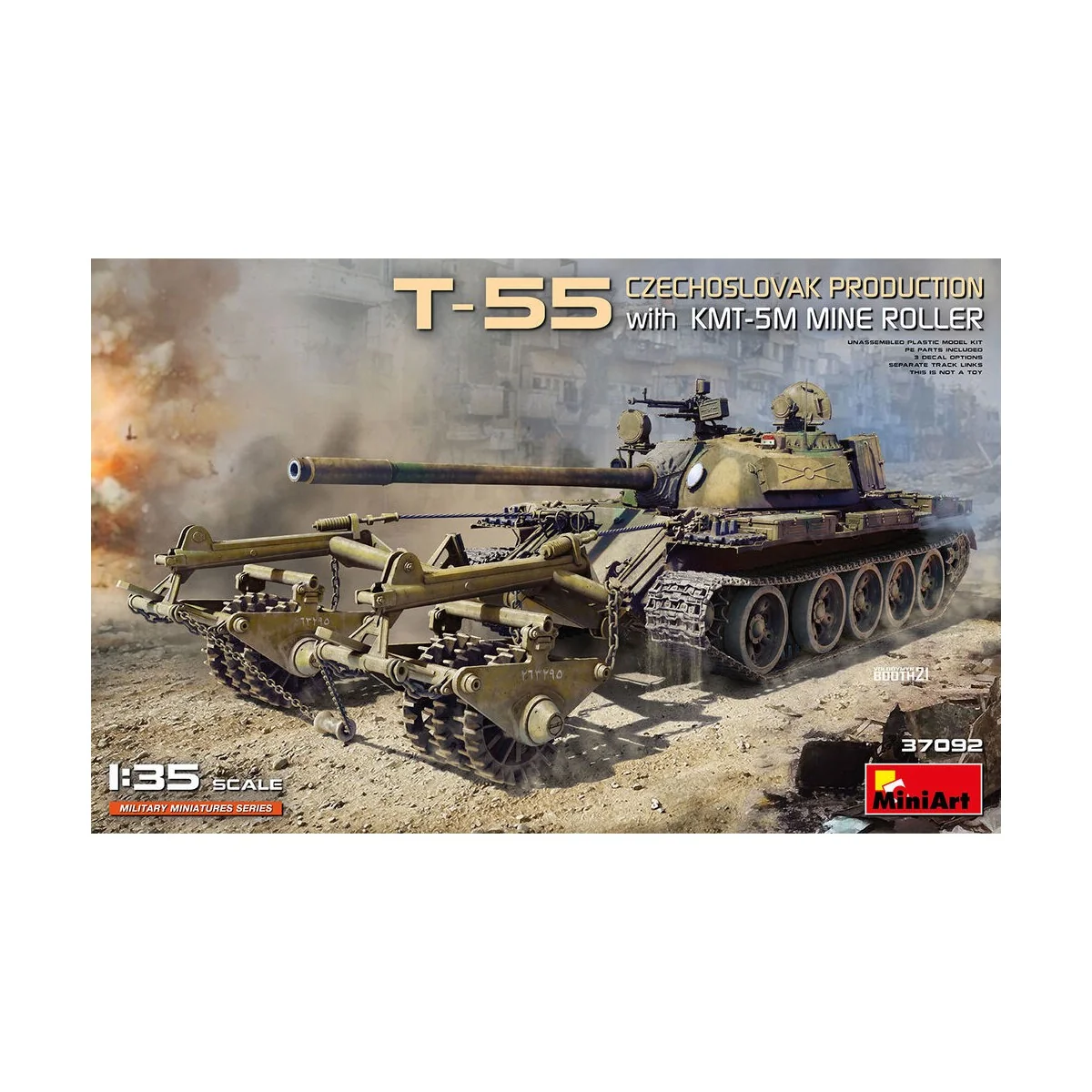 T-55 Czechoslovak Production with KMT-5M Mine Roller, 1/35 - MiniAr...