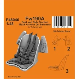 Fw190A Seat and Side Section Back Armour (w/ harness) for Eduard, 1...
