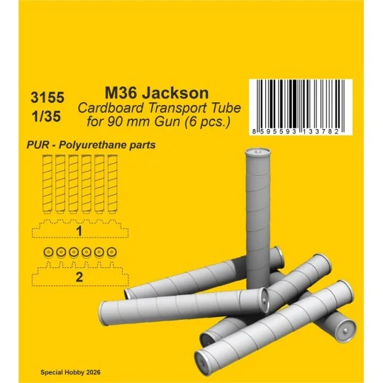 M36 Jackson Cardboard Transport Tube for 90 mm Gun (6 pcs.), 1/35 -... M36 Jackson Cardboard Transport Tube for 90 mm Gun (6 pcs.), 1/35 -...