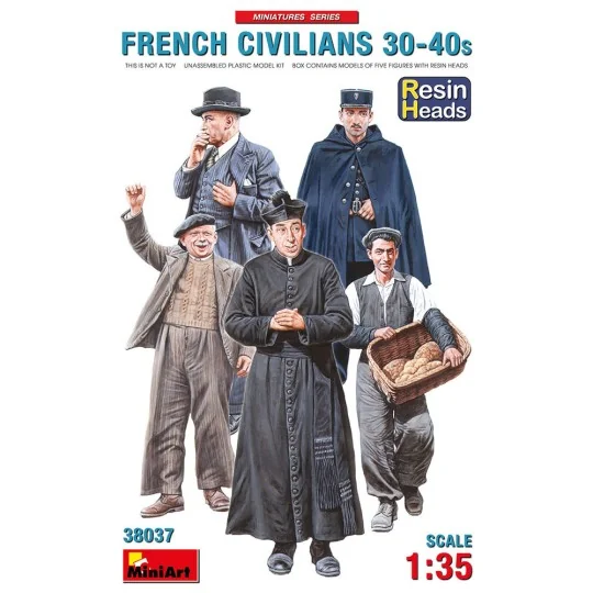 French Civilians '30-'40s. Resin Heads, 1/35 - MiniArt 38037