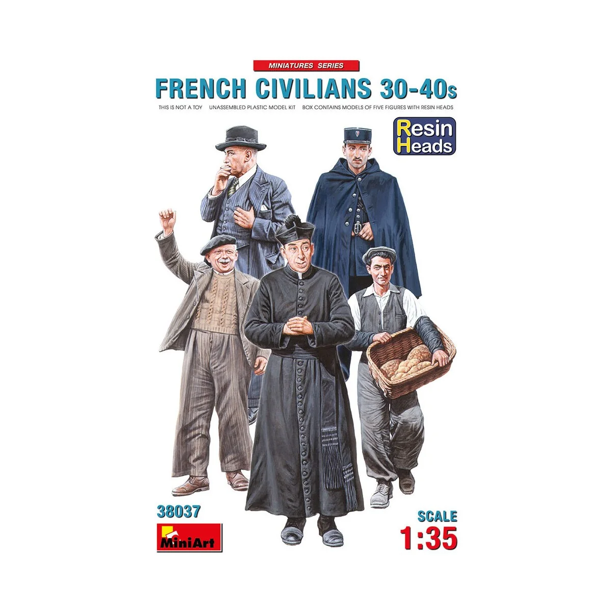 French Civilians '30-'40s. Resin Heads, 1/35 - MiniArt 38037