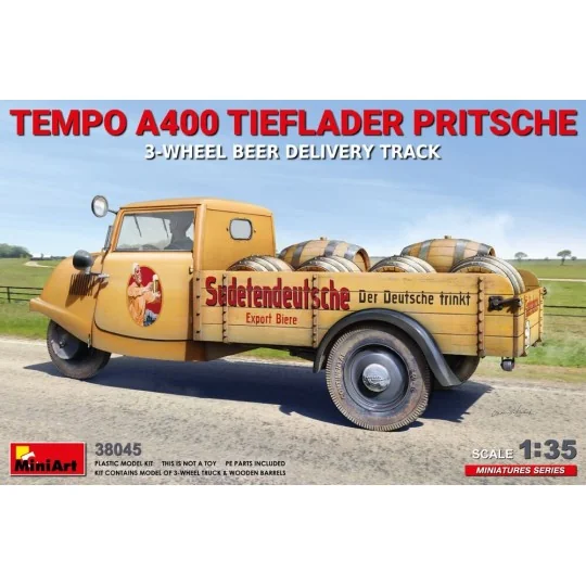 Tempo A400 Tieflader Pritsche 3-Wheel Beer Delivery Truck, 1/35 - M... Tempo A400 Tieflader Pritsche 3-Wheel Beer Delivery Truck, 1/35 - M...