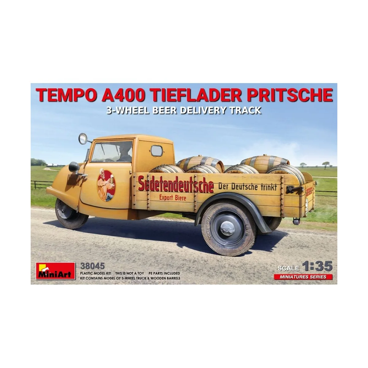 Tempo A400 Tieflader Pritsche 3-Wheel Beer Delivery Truck, 1/35 - M... Tempo A400 Tieflader Pritsche 3-Wheel Beer Delivery Truck, 1/35 - M...