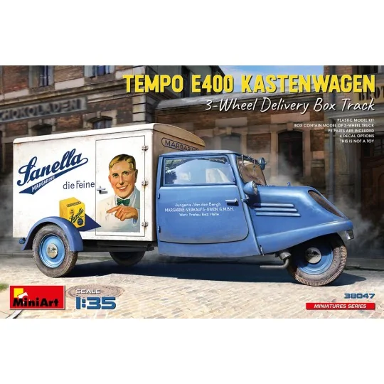 Tempo E400 Kastenwagen 3-Wheel Delivery Box Track, 1/35 - MiniArt 3...
