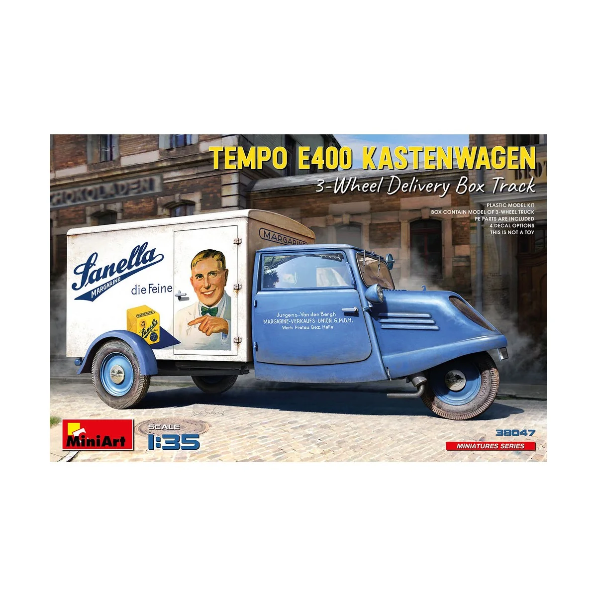 Tempo E400 Kastenwagen 3-Wheel Delivery Box Track, 1/35 - MiniArt 3...