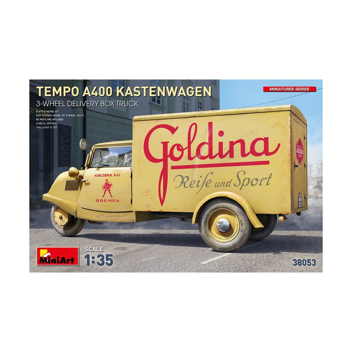 Tempo A400 Kastenwagen 3-Wheel Delivery Box Truck, 1/35 - MiniArt 3...