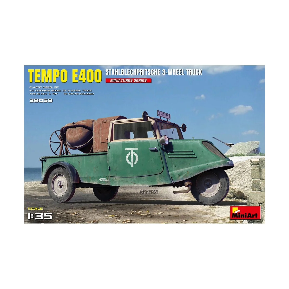 Tempo E400 StahlblechPritsche 3-Wheel Truck, 1/35 - MiniArt 38059