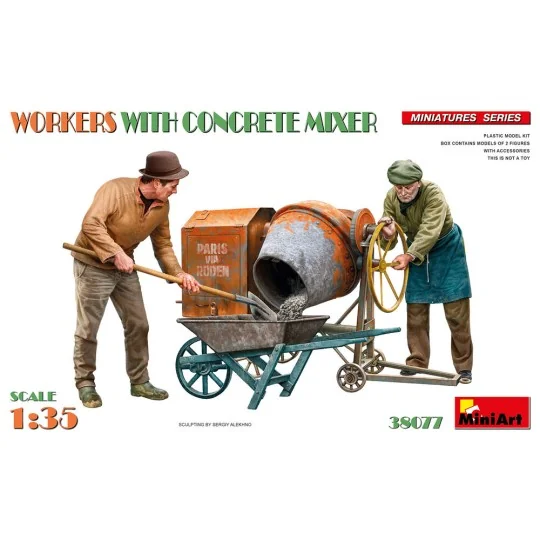 WORKERS WITH CONCRETE MIXER, 1/35 - MiniArt 38077 WORKERS WITH CONCRETE MIXER, 1/35 - MiniArt 38077
