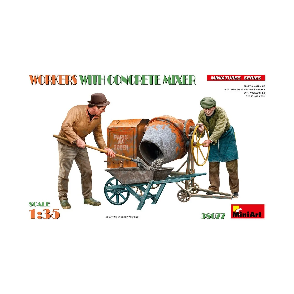 WORKERS WITH CONCRETE MIXER, 1/35 - MiniArt 38077 WORKERS WITH CONCRETE MIXER, 1/35 - MiniArt 38077