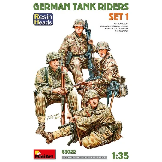 German Tank Riders Set 1. Resin Heads, 1/35 - MiniArt 53022 German Tank Riders Set 1. Resin Heads, 1/35 - MiniArt 53022