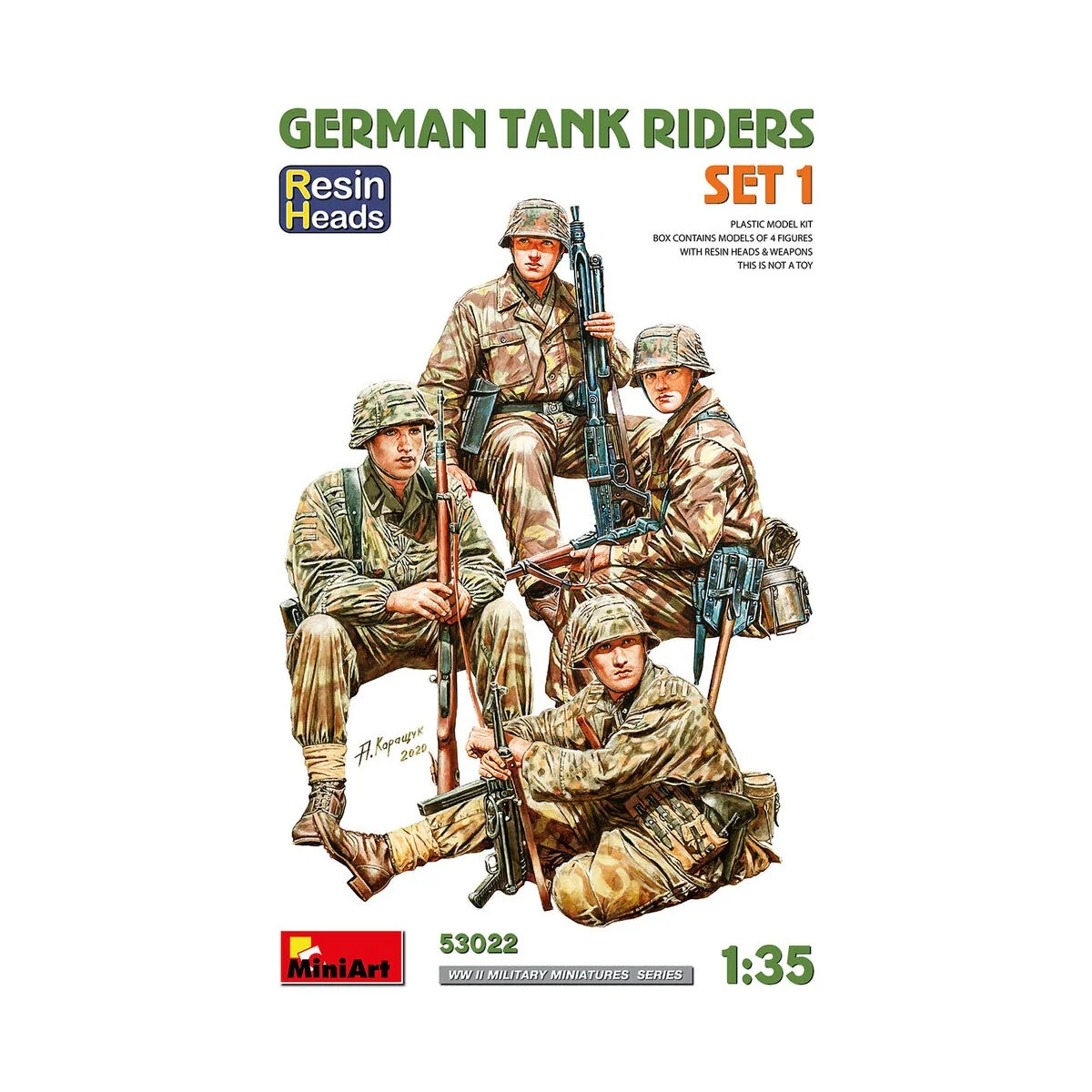 German Tank Riders Set 1. Resin Heads, 1/35 - MiniArt 53022 German Tank Riders Set 1. Resin Heads, 1/35 - MiniArt 53022