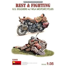 Rest & Fighting. U.S. Soldiers w/ WLA Motorcycles, 1/35 - MiniArt 5...